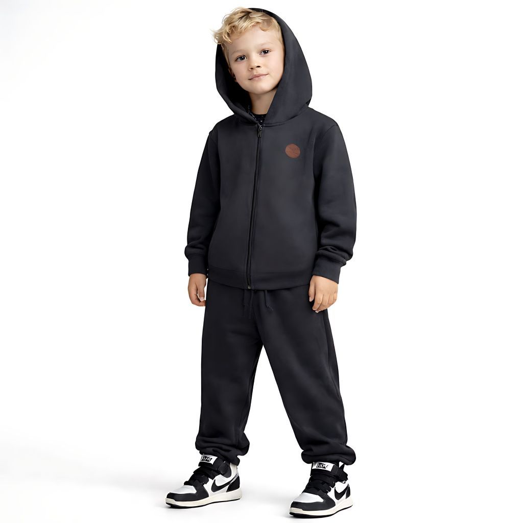 Conjunto Moletom Infantil Menino Casaco com Capuz e Zíper + Calça Agasalho Inverno Frio 2 ao 12 Anos