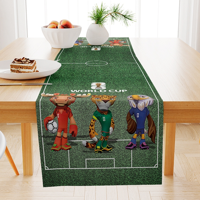 Trilho de Mesa Mascotes Copa do Mundo 2026 1,43x46cm em Poliéster – Decoração Mesa Posta