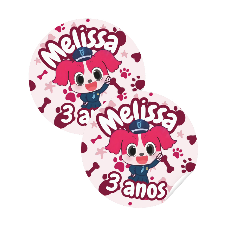 Adesivos Personalizados - Detetive Labrador  Menina - Papillon 4x4cm | Lembrancinha | Aniversário  - Qualquer tema
