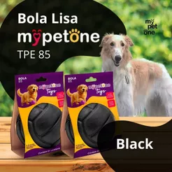 2 Bola Lisa MACIÇA MyPetOne Black 85mm Brinquedo RESISTENTE Para Cães