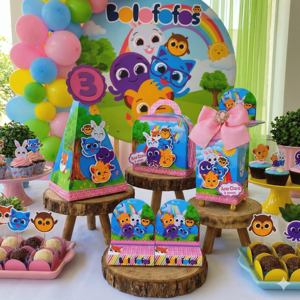 Bolofofos Personalizados Menina Lembrancinha Aniversário 1 Ano Caixinha Decoração Mesversário Festa