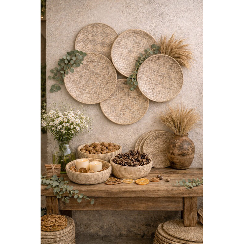 Kit Com 11 Unidades de Peneiras Decorativas Boho Chic luxo em Palha de Carnaúba Tam P Artesanato moniz Festa Junina