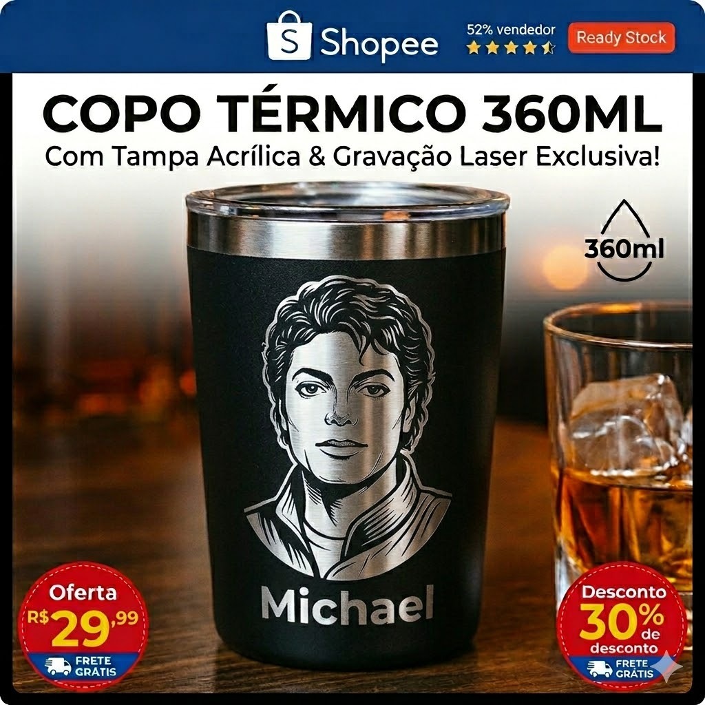 Copo Térmico 360ml Inox Personalizado a LASER | Cônico ou Cuia Casca de Ovo com Tampa e Abridor em Oferta na Shopee