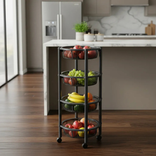 Fruteira Multiuso com 4 Cestas e Rodinhas Organização e Mobilidade para Sua Casa Solução Perfeita em Oferta na Shopee