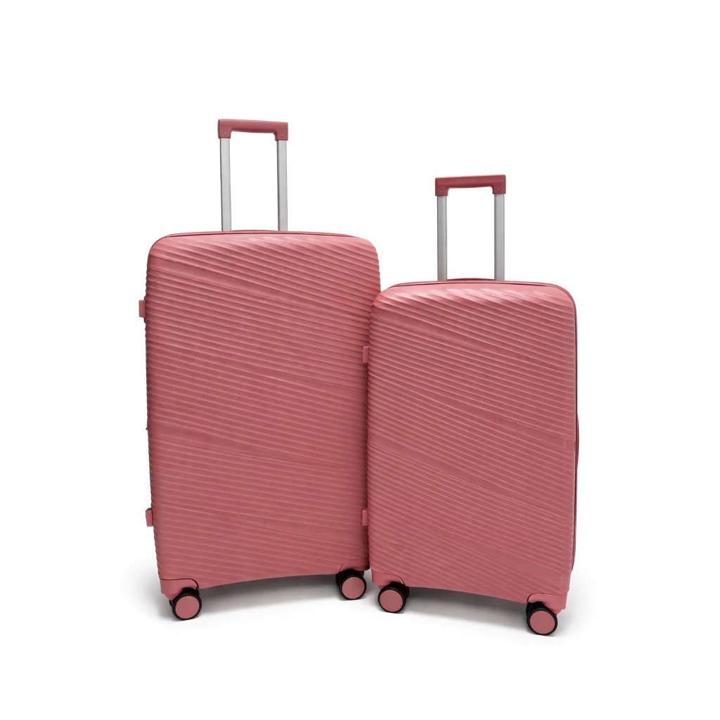 Kit Mala Bordo 10kg + Mala Grande 32kg Mala de Viagem Polipropileno Rose Rodinhas 360° Cadeado Tsa
