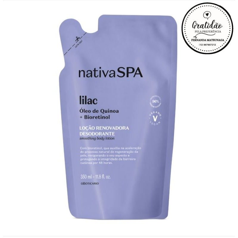 ✨ Loção Hidratante Nativa SPA Lilac Refil 350ml – O Boticário Original ✨
