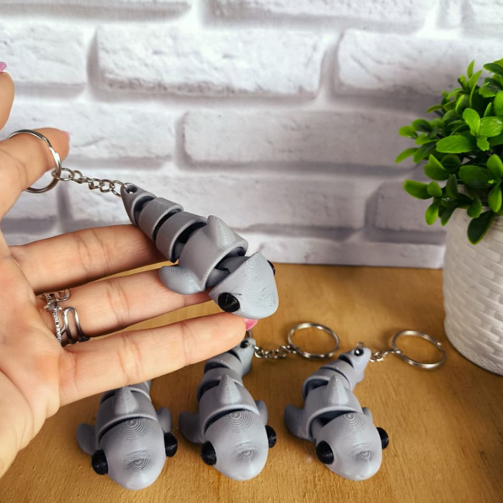 Chaveiro Tubarão Miniatura 3D Articulado Lembrancinhas Aniversário Tema