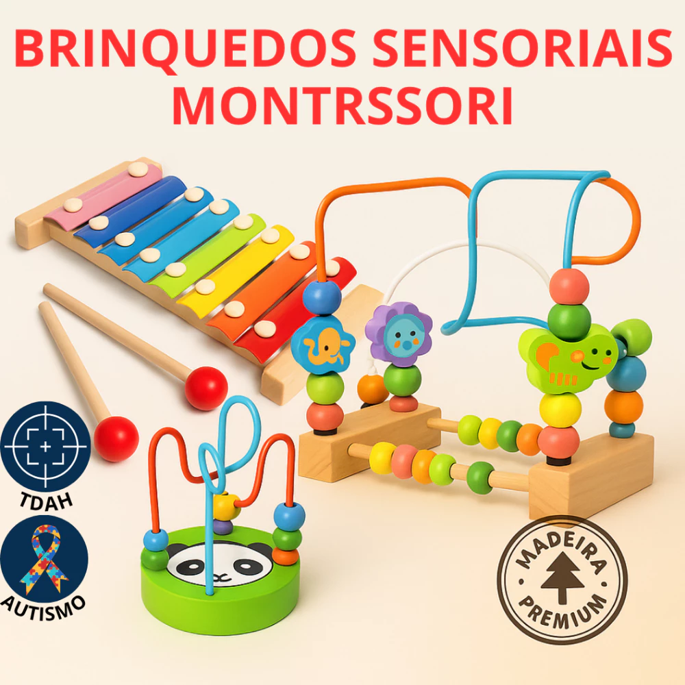 Brinquedos Sensorial Montessori Madeira Xilofone/Aramado Criança Autista TDAH Estímulo Infantil