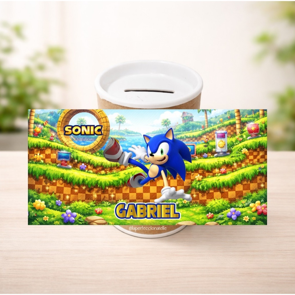 Adesivo  para cofrinho sonic kit 12/15/20/30/40/10 Tema sonic Rótulo cofre sonic