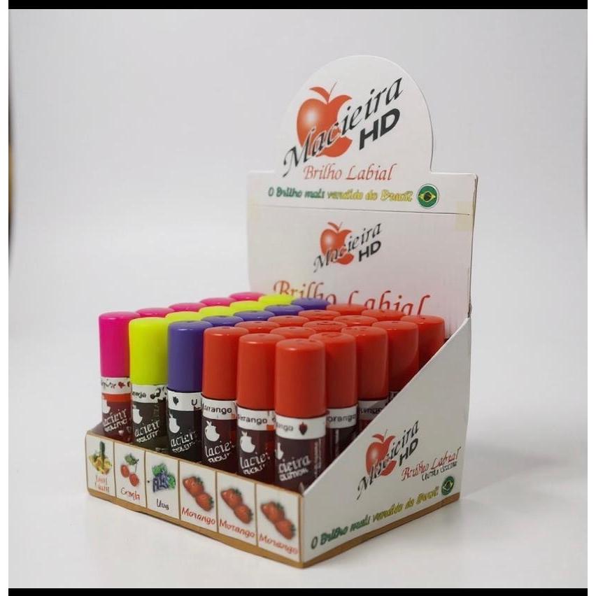 Box 30 Brilhos Labial Macieira Lip Gloss Colorido Atacado