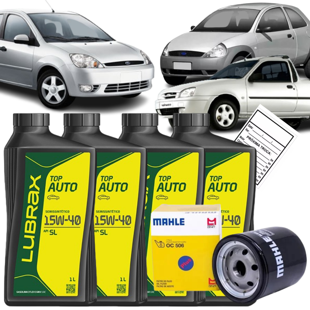 Kit Troca Oleo 15w40 Lubrax + Filtro Frod Fiesta Ka Ecosport Courier 1.0 1.6 2003 2004 2005 2006 2007 2008 2009 2010 11