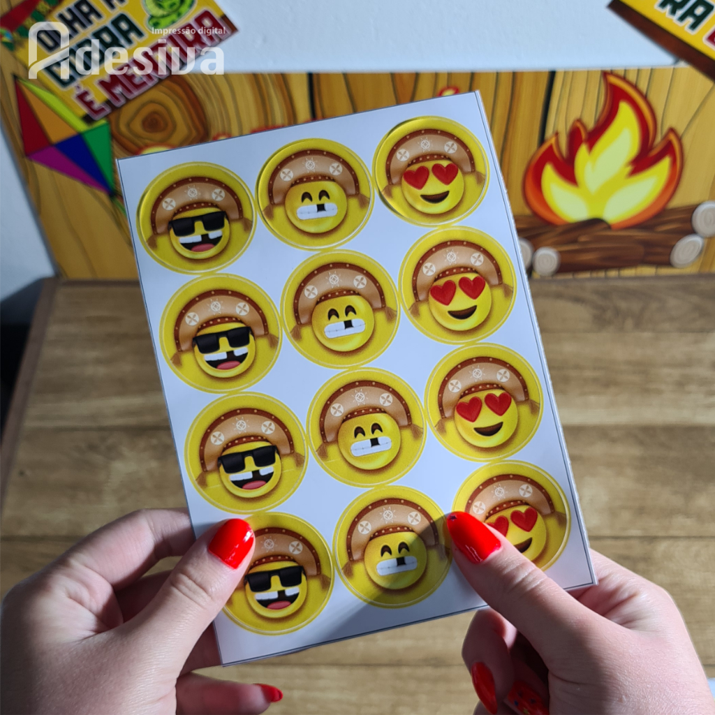 20 Etiquetas Emoji Divertido Adesivos São João Festa Junina
