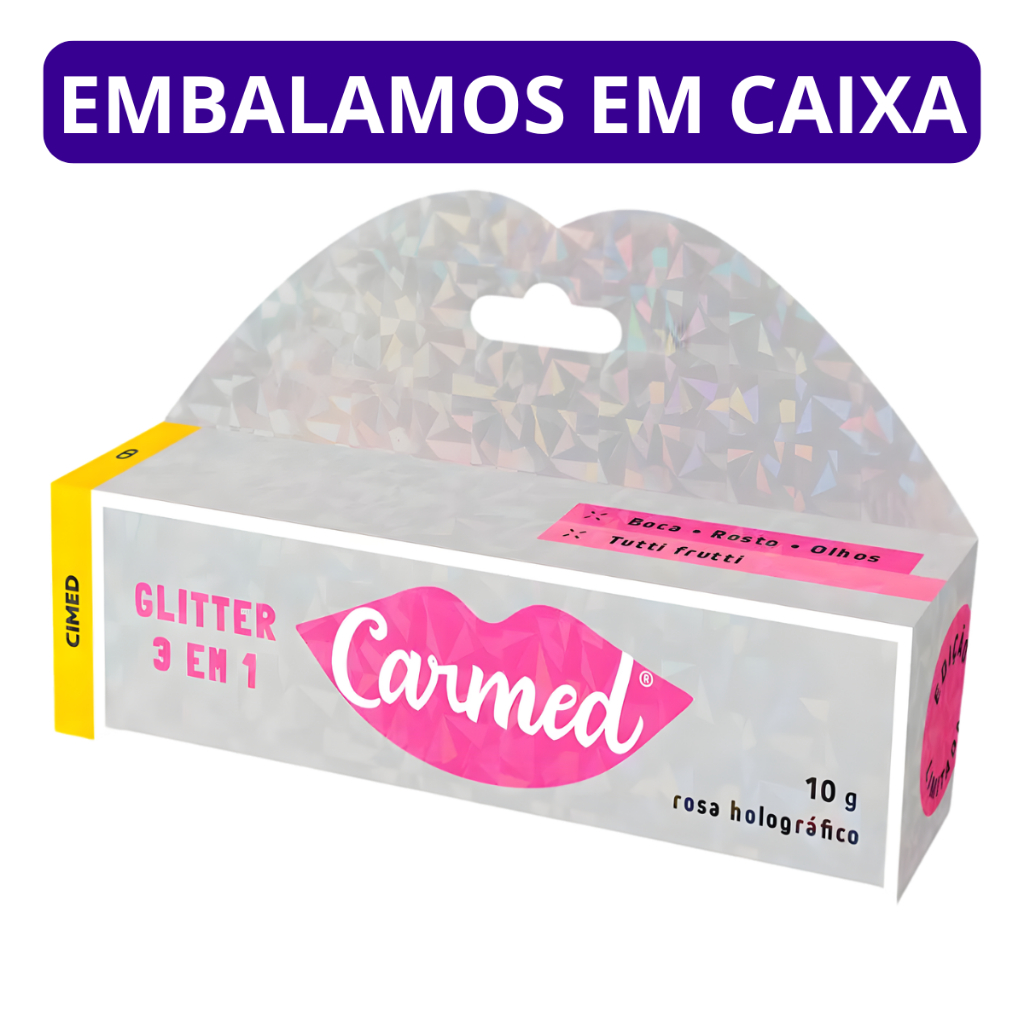 Hidratante Labial Carmed Glitter 3 em 1 (Gloss, Blush e Sombra) - Bisnaga 10g