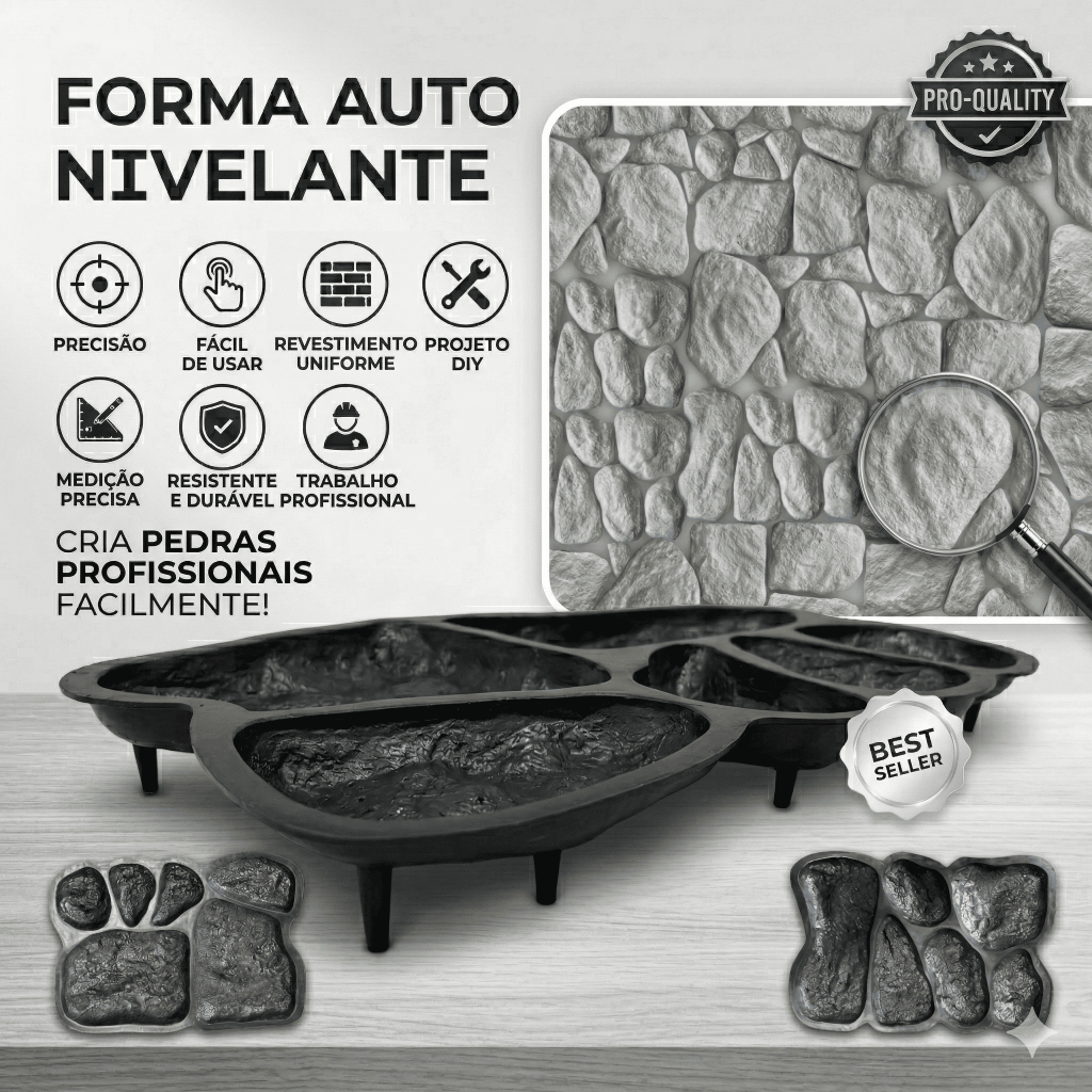 Kit De Molde Pedra Moledo Formas 3D Gesso e Cimento Pedras Concreto Decoração Parede Revestimento Rústico Forma