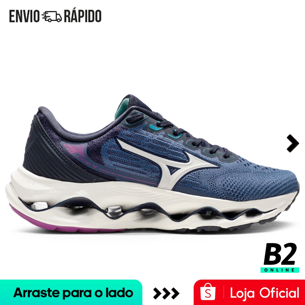 Tênis Mizuno Wave Legend 4 Feminino Marinho Original com Nota Fiscal e Garantia