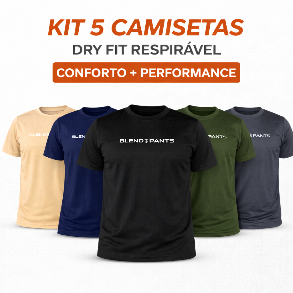 Kit 5 Camisetas Masculina Dry-Fit Casual Malha Macia e Confortavel Para Academia Esportes em Oferta na Shopee