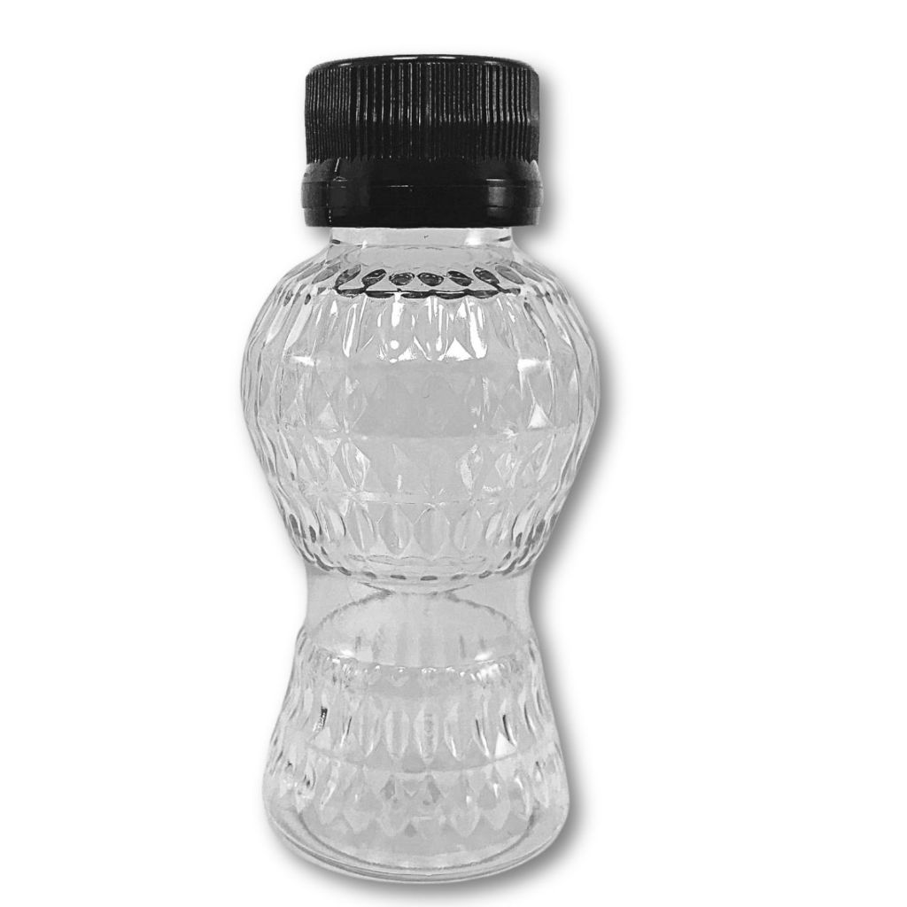 FRASCO 45mL CINTURINHA PET CRISTAL, LUXO,  ALTO RELEVO+  TAMPA ROSCA PRETA  LEMBRANCINHA - 1 UNI
