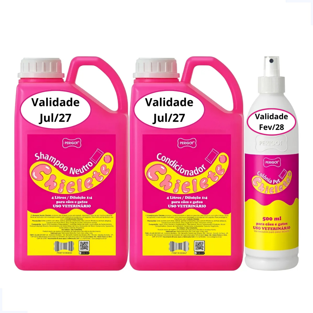 Kit Shampoo Condicionador Colônia Chiclete 4l Perigot Pet Chiclete