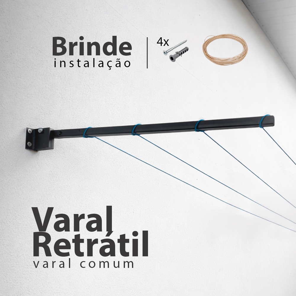 VARAL RETRATIL DE PAREDE MURO