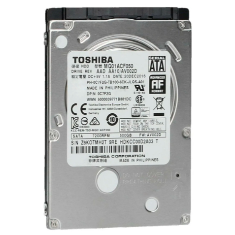 Disco Rígido Interno Toshiba 500Gb 7.2K 2.5 SATA – 0C7F2G