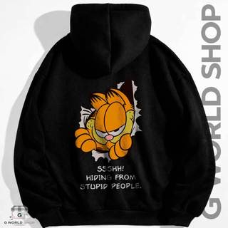 Moletom Com Capuz Canguru Gatinho Garfield Saindo do Buraco Blusa de Frio Blusão Casaco Adulto e Infantil Flanelado