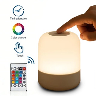 Abajur De Mesa Touch LED Recarregável 3 Cores De Luz Branco Quente Frio Para Quarto em Oferta na Shopee