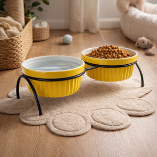 Comedouro Bebedouro duplo elevado tigela de ceramica Gatos Pets caes em Oferta na Shopee