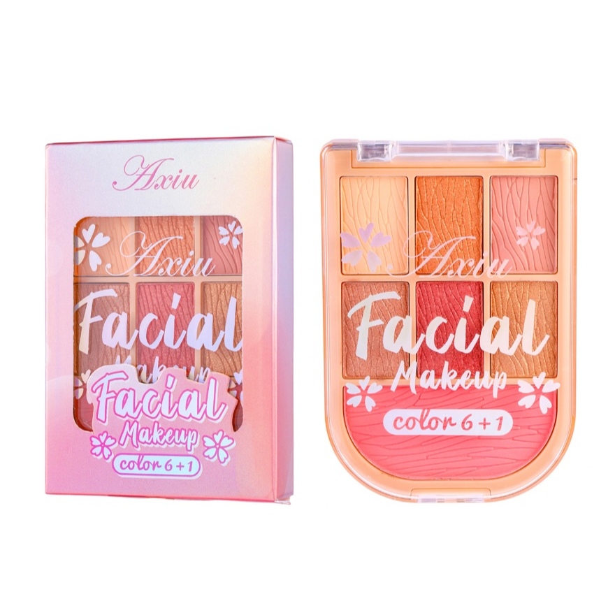 🎀Paleta de Maquiagem Facial 7 Cores Blush+Contorno+Iluminador Longa Duração Uso Diário 3.3