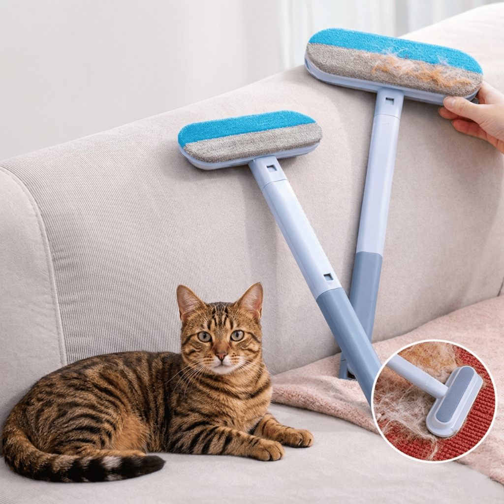 Escova  Multifuncional Tira Pelos Pet Cachorro Gatos Sofá Roupas Removedora Limpa Vidros Retrátil