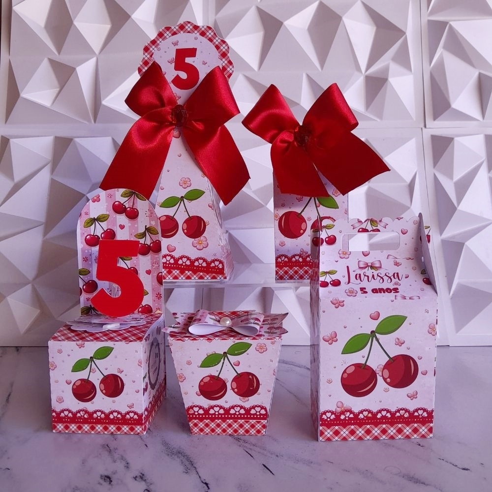 Kit caixa cereja ( cerejinha) personalizado, lembrancinha festa cerejinha/ aniversario cerejinha