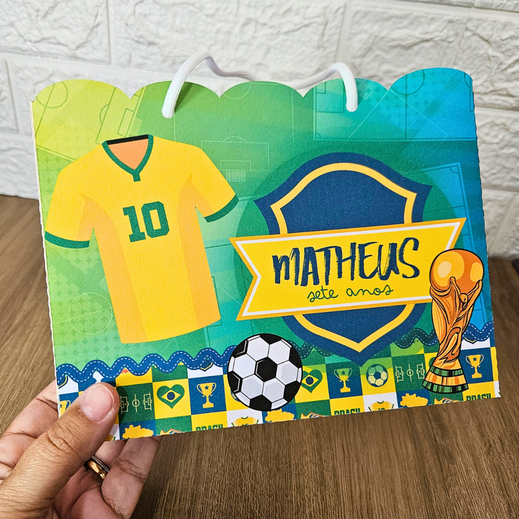Sacolas Personalizadas - Futebol | Já Montadas | Lembrancinhas | Festa Infantil | Todos os Temas