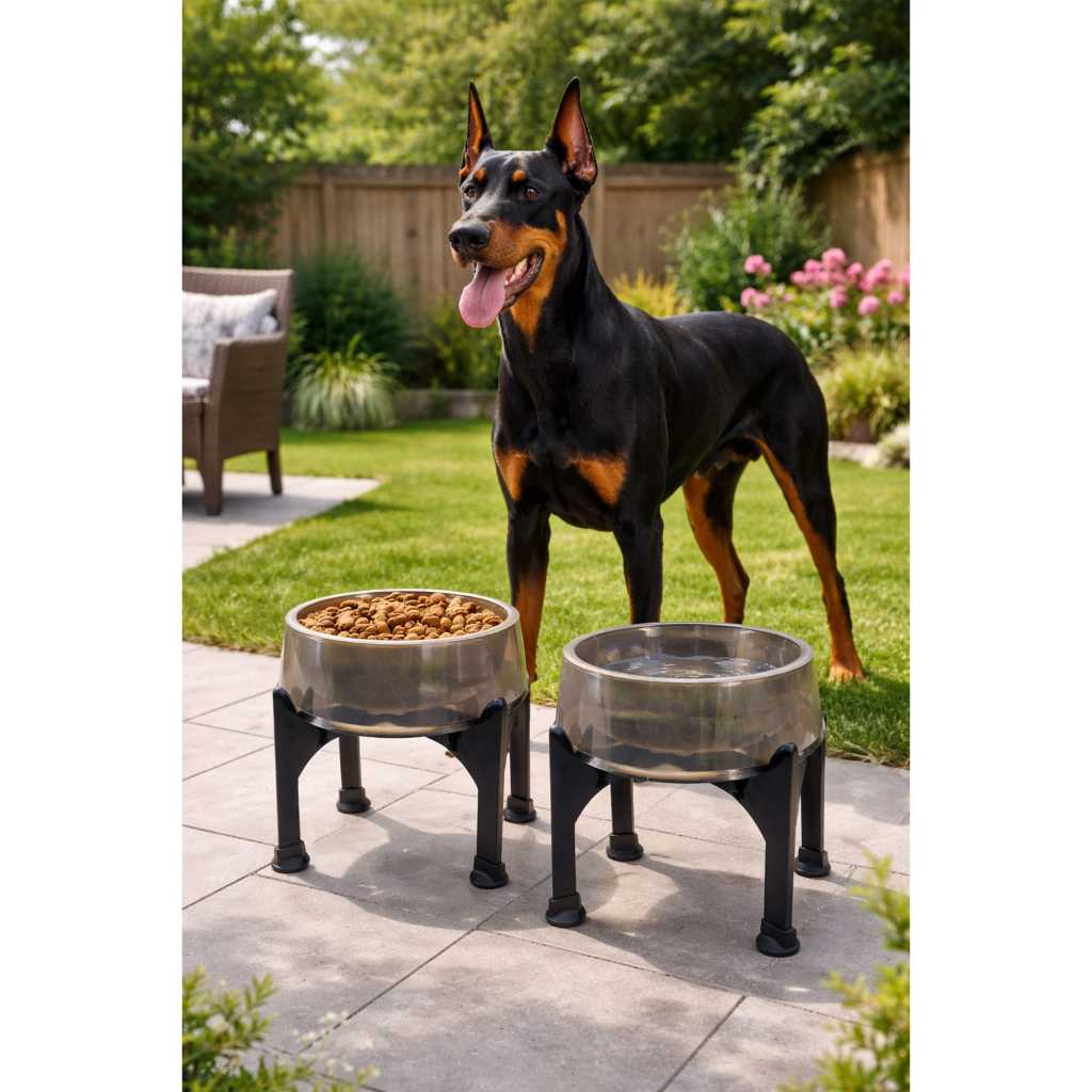 Comedouro Elevado Alto 1,5L 27,5cm Para Cães Grandes Anti-Formiga Postura Correta Cor Fumê em Oferta na Shopee