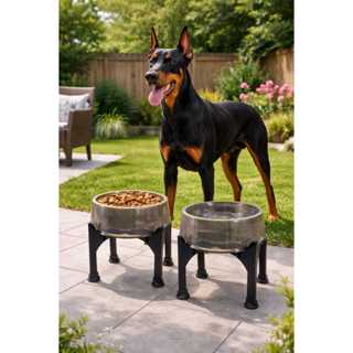 Comedouro Elevado Alto 1,5L 27,5cm Para Cães Grandes Anti-Formiga Postura Correta Cor Fumê em Oferta na Shopee