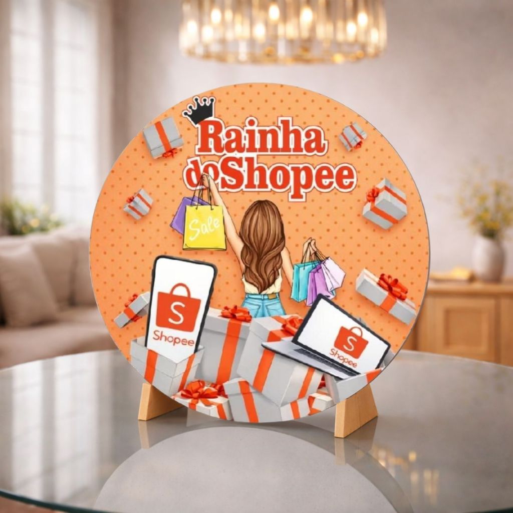 Capa Painel Redondo Decoração De Mesa Rainha Da Shopee 50x50 Sublimado Com Elástico
