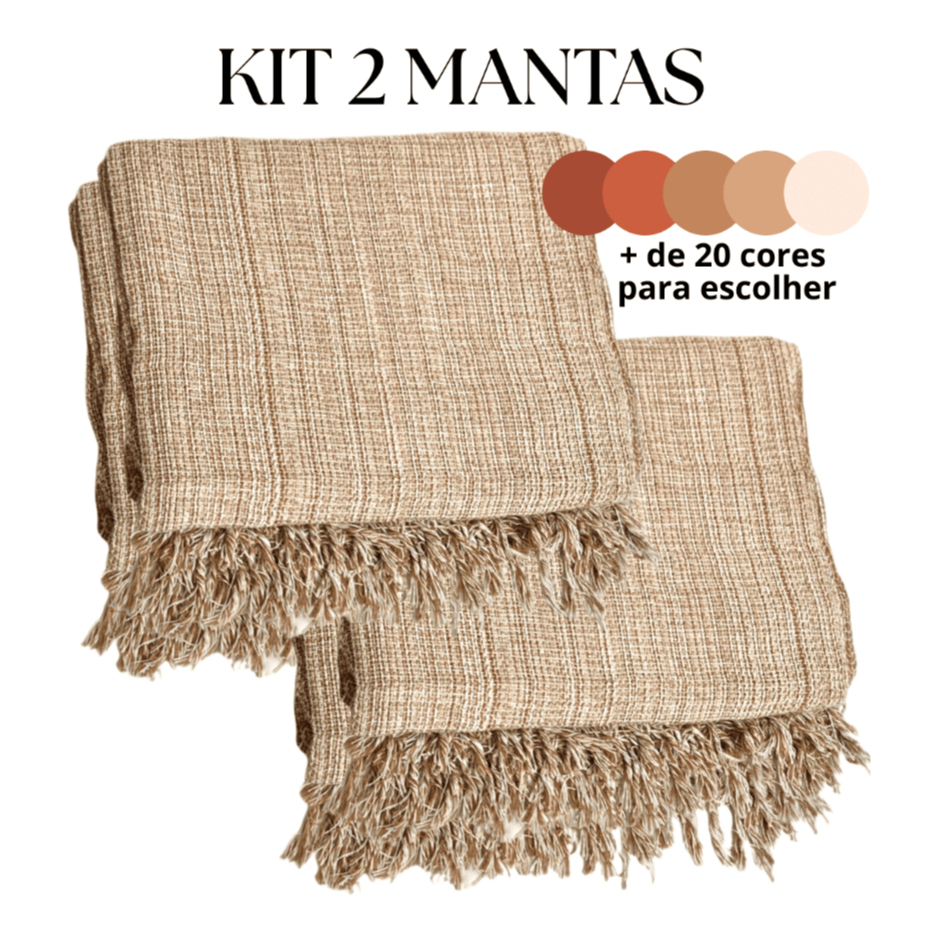 Kit 2 Mantas Para Sofá ou Cama Grande peseira decorativa xale 210×120 Tipo Capa Protetora 100% Algodão Decorativa luxo