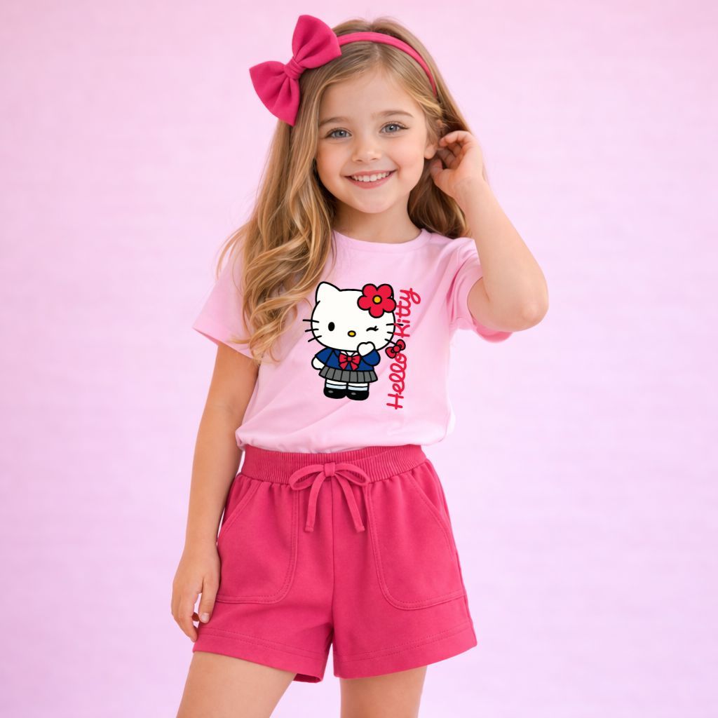 Conjunto Infantil Feminino Menino Estiloso e Confortável em Algodão Hello Kitty