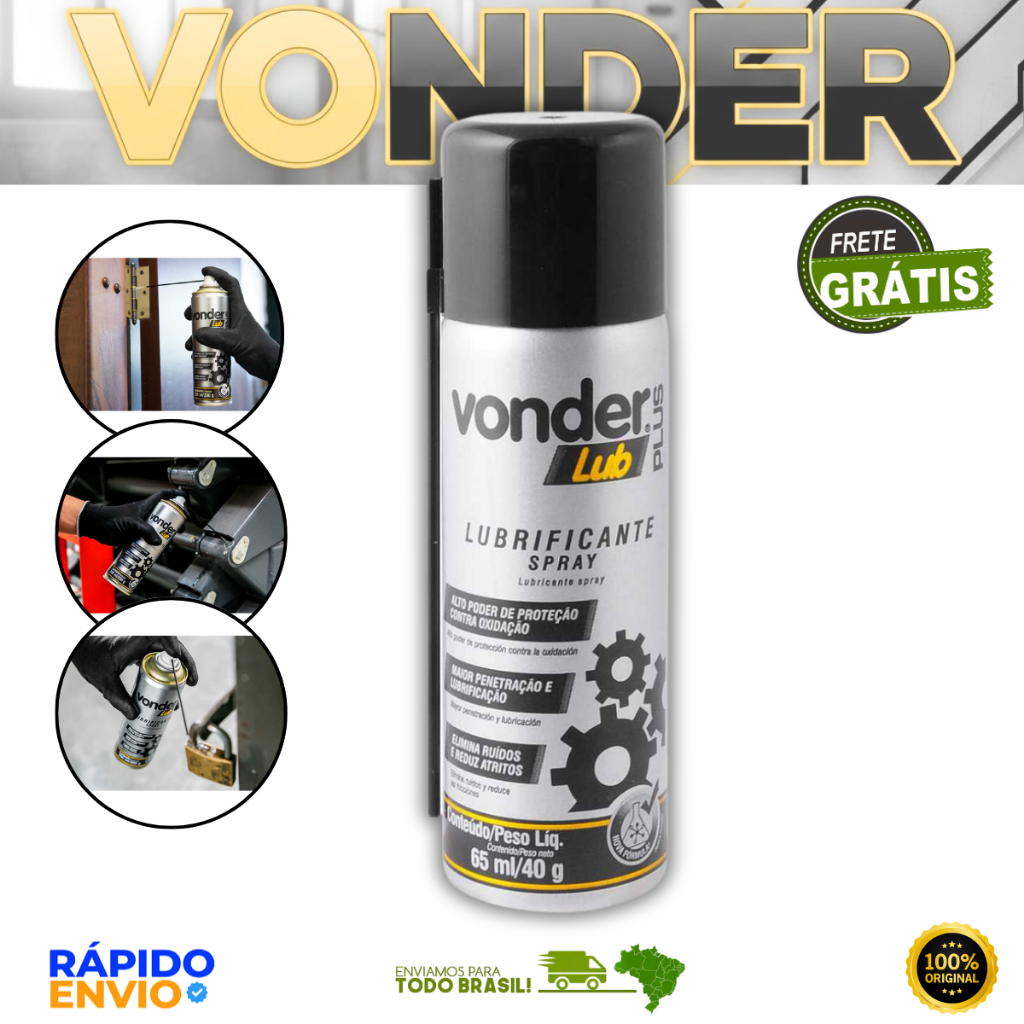 Lubrificante Desingripante Protetor Spray Contra Oxidação Reduz Atrito 300ml/200g Vonder Plus Oferta