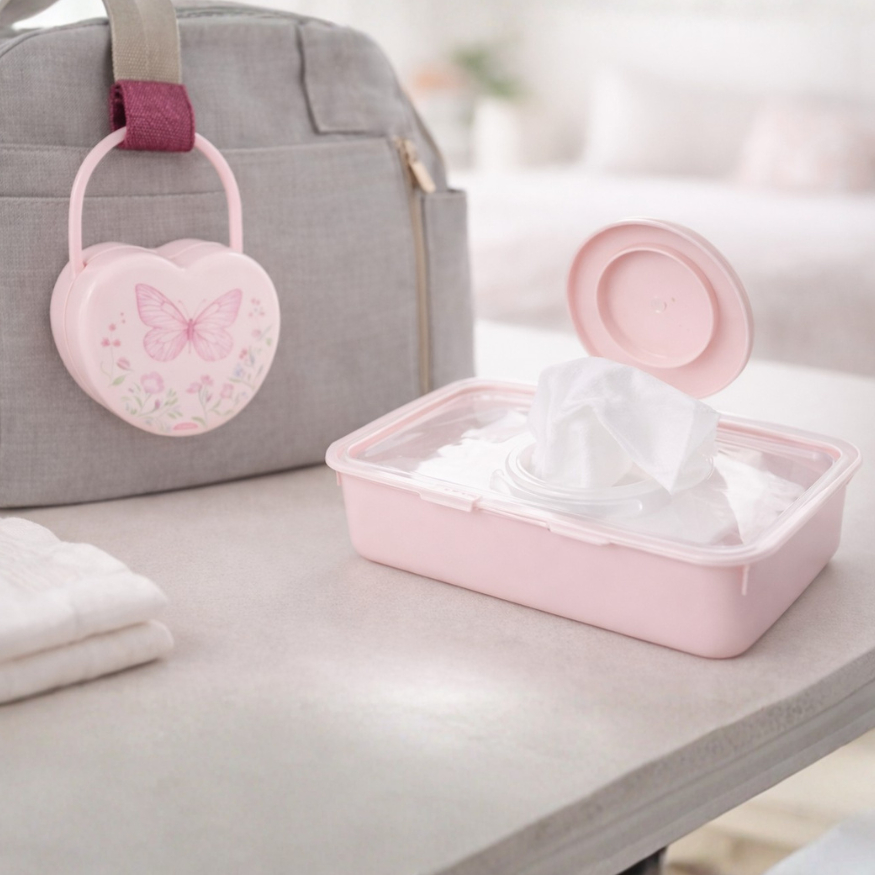 Kit Higiene Bebê Porta Lenço Com Borracha De Vedação + Porta Chupeta Decorado