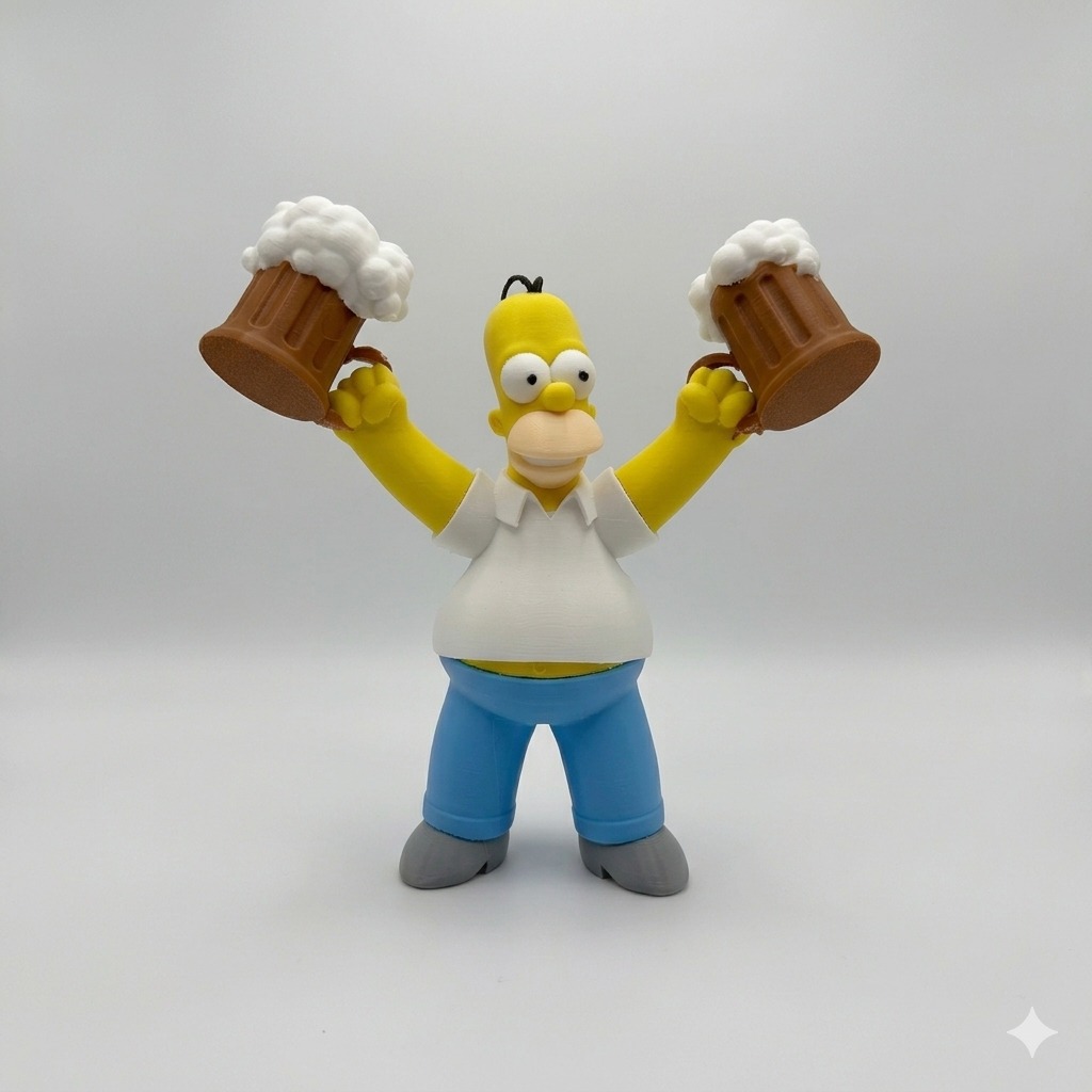 Boneco Homer Simpson com Canecas – Action Figure de The Simpsons