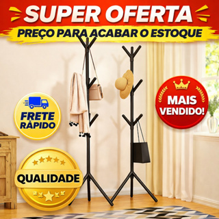 Cabideiro Arara de Chão 9 Ganchos em aço Resistente • Base Antiderrapante • Design Moderno e Estável em Oferta na Shopee