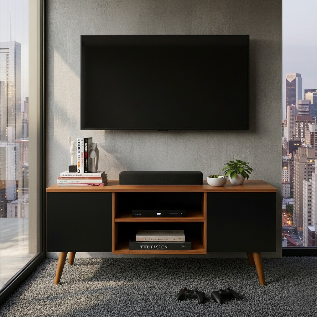 Detalhes do QUEIMA DE ESTOQUE - Buffet Aparador Para Sala Com 2 Portas Rack Para Tv 50 Polegadas
