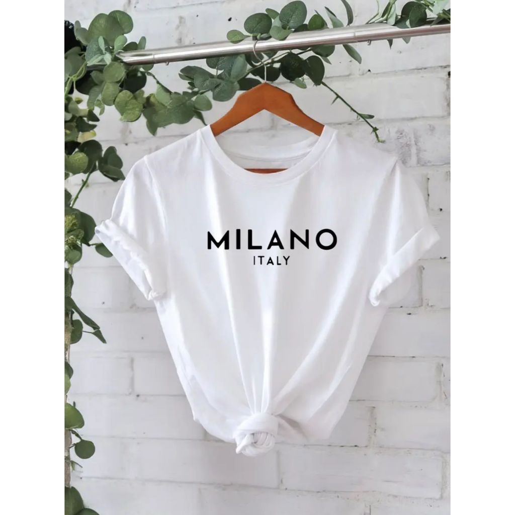 Camiseta tshirt camisa feminina casual 100%Algodão Confortavel Estampada Milano Italy Mais Barata