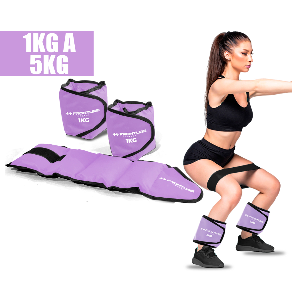 Par de Caneleira Peso 1kg a 5kg Treinar Pernas Treino em Casa Academia Tornozeleira Funcional Lilás