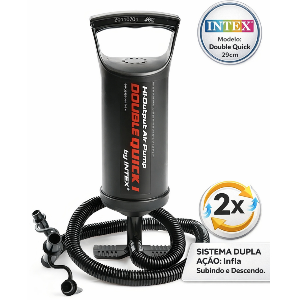 Bomba de Ar Manual Intex com 3 bicos | Ideal para Infláveis Colchões e Piscinas