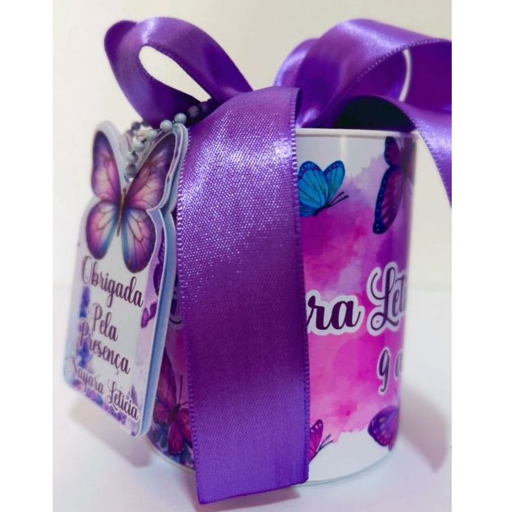 Tubolata 7 x 6 Jardim Encantado Borboletas Lembrancinha Maternidade Festa Personalizado Roxo e Lilás