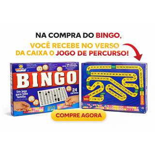 Jogo de Bingo Completo 24 Cartelas + Jogo de Percurso no Verso | 2 em 1 diversão para Toda Família
