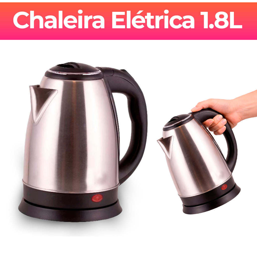 Chaleira Elétrica OliverHome 110/220v Inox 1,8L Térmica Ferve Água Rápido Desligamento Automático em Oferta na Shopee