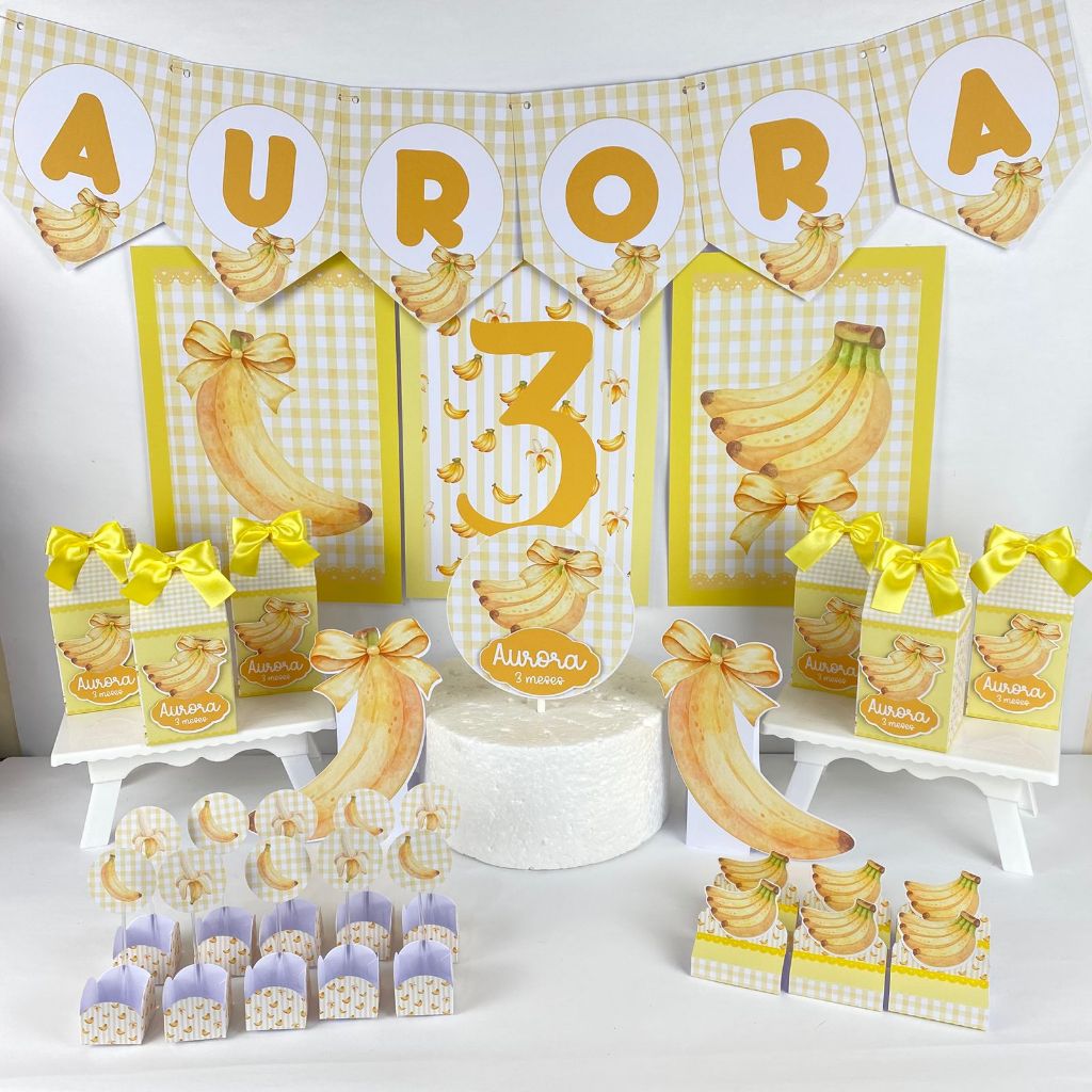 Kit só um bolinho Banana, fruta, frutinha -lembrancinhas caixas personalizadas decoração aniversário