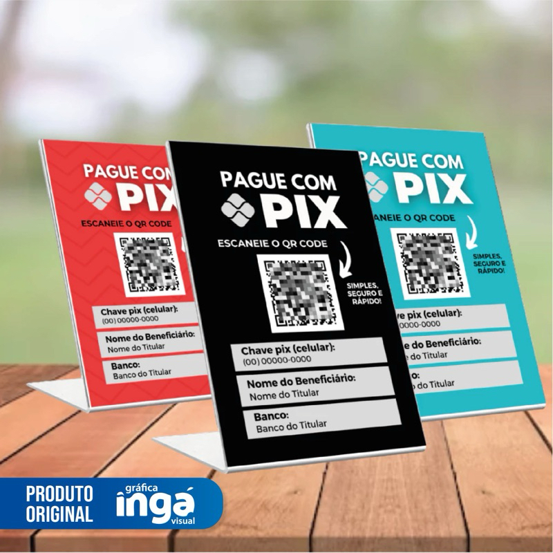 Placa Pix Personalizado Pagamento QR Code Display Balcão Decoração Comércio PVC