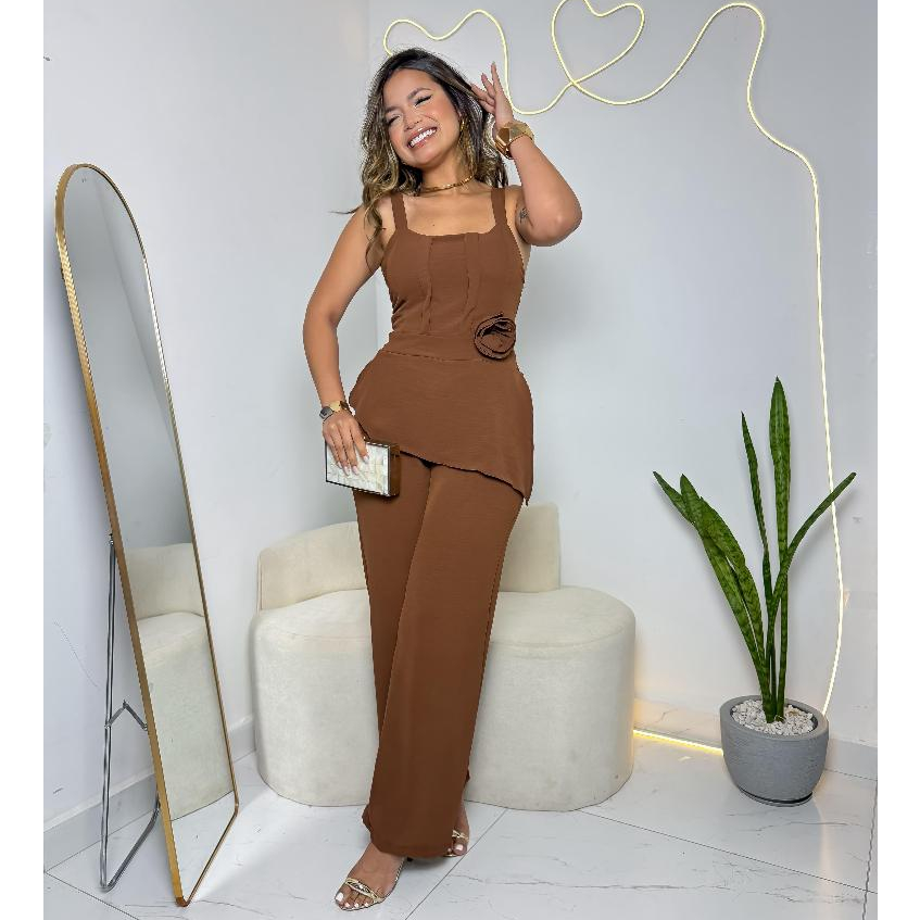 MACACãO  FEMENINO CASUAL COM BOLSO E ELEGANTE CINTURA ELASTICA